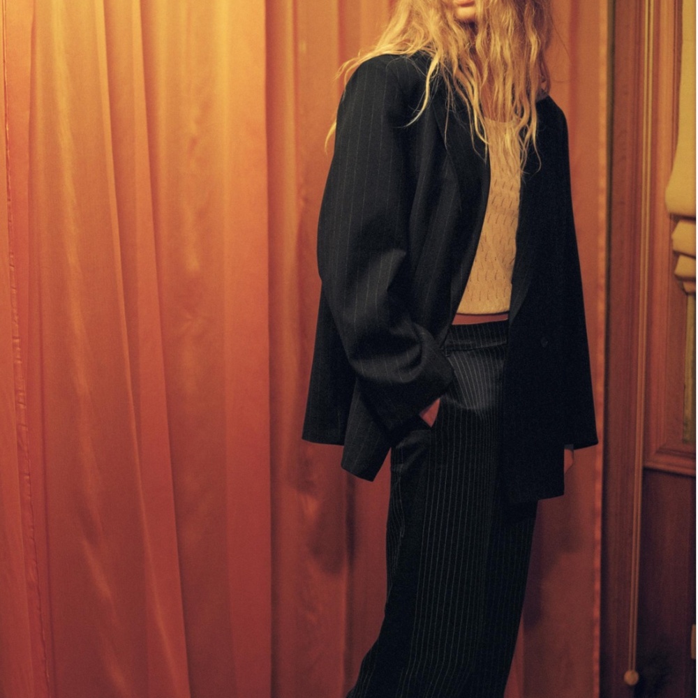 Zara Black Pinstripe Blazer